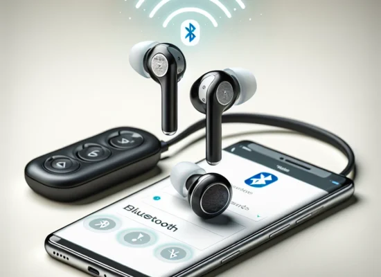 "Sebagian gambar menunjukkan earbud JBL yang terhubung dengan perangkat Bluetooth versi 4.0, menampilkan kemudahan koneksi dan kualitas suara yang tinggi."